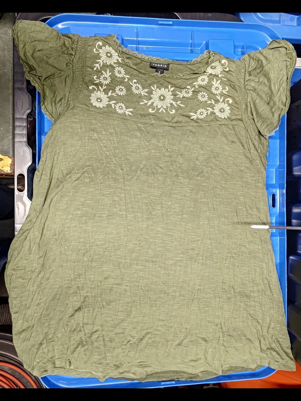 torrid Olive Green Embroidered Scoop Neck Tunic
